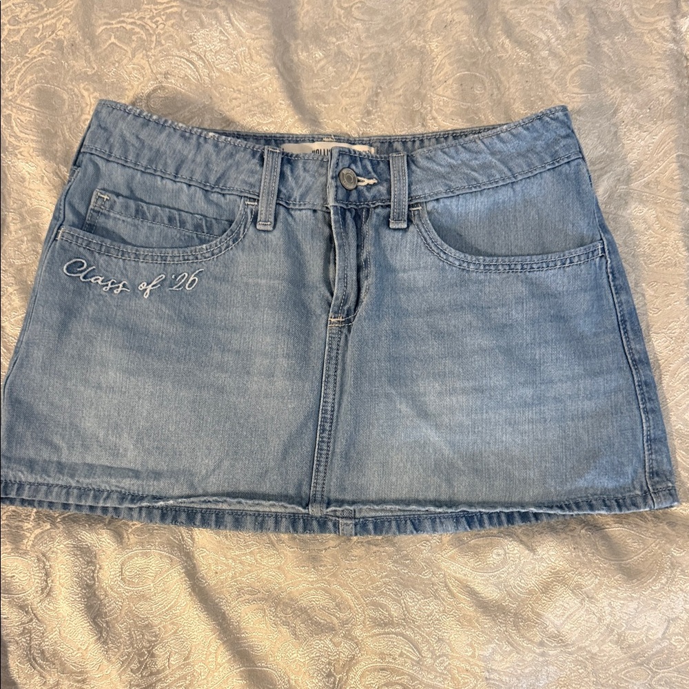 Hollister Light Blue Embroidered Mini Skirt